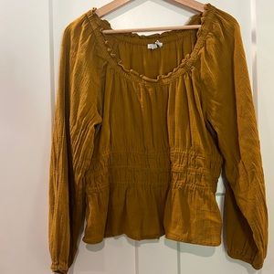Madewell mustard long sleeve peplum top - XL